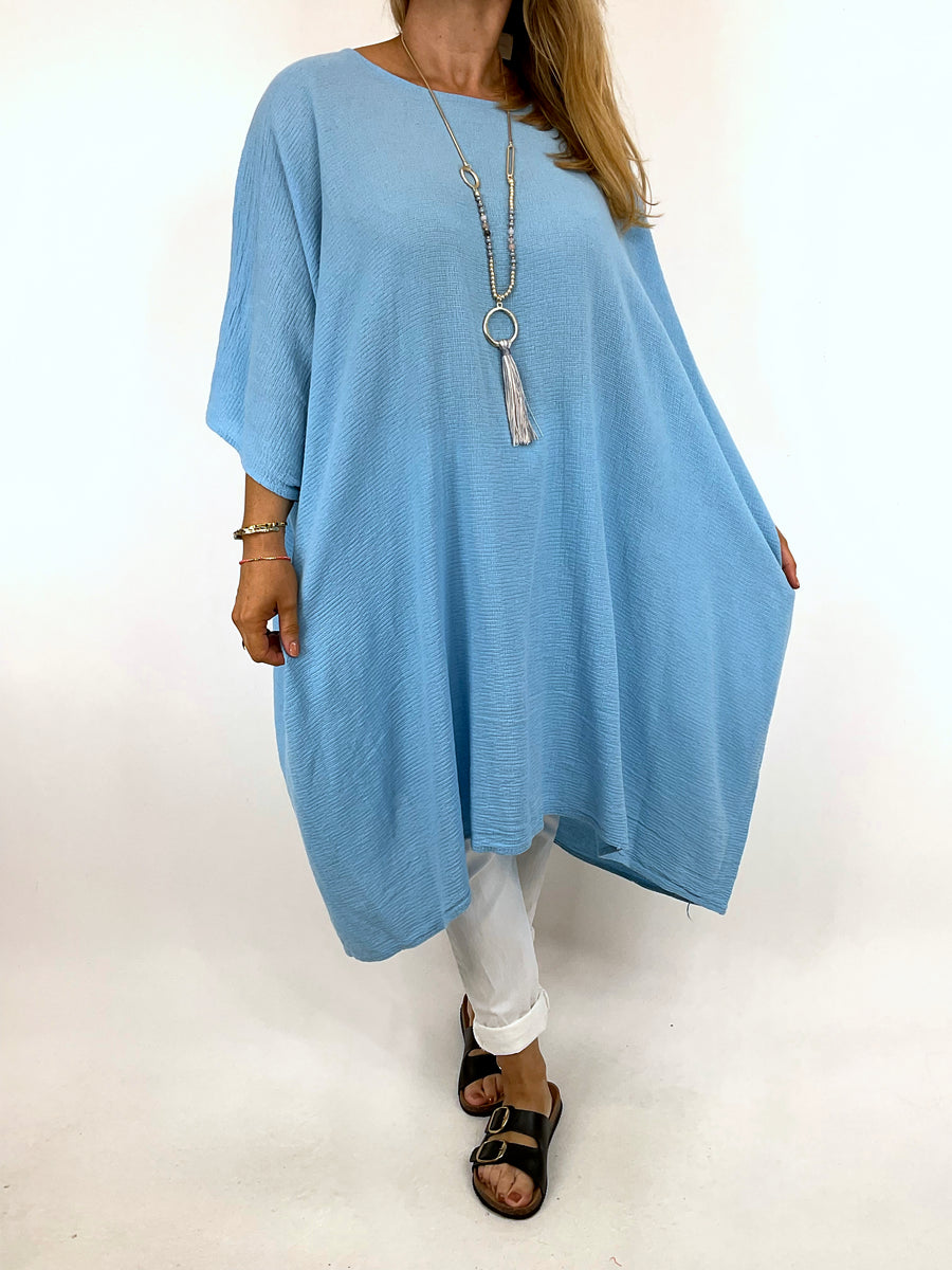 Lagenlook Nancy Waffle Necklace Top in Denim. Code 8550 LAGENLOOK