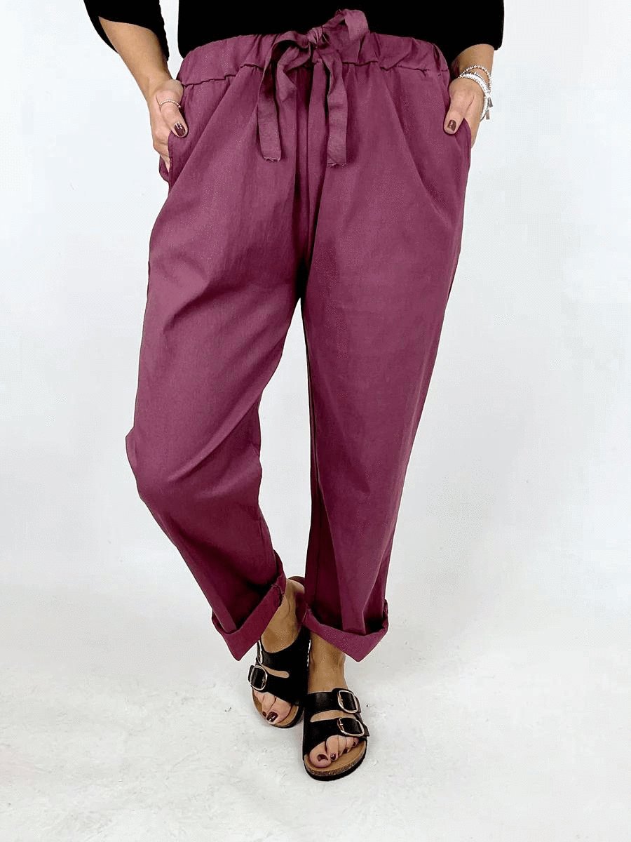 Linen cotton loose pants for women /Linen cotton trousers for women