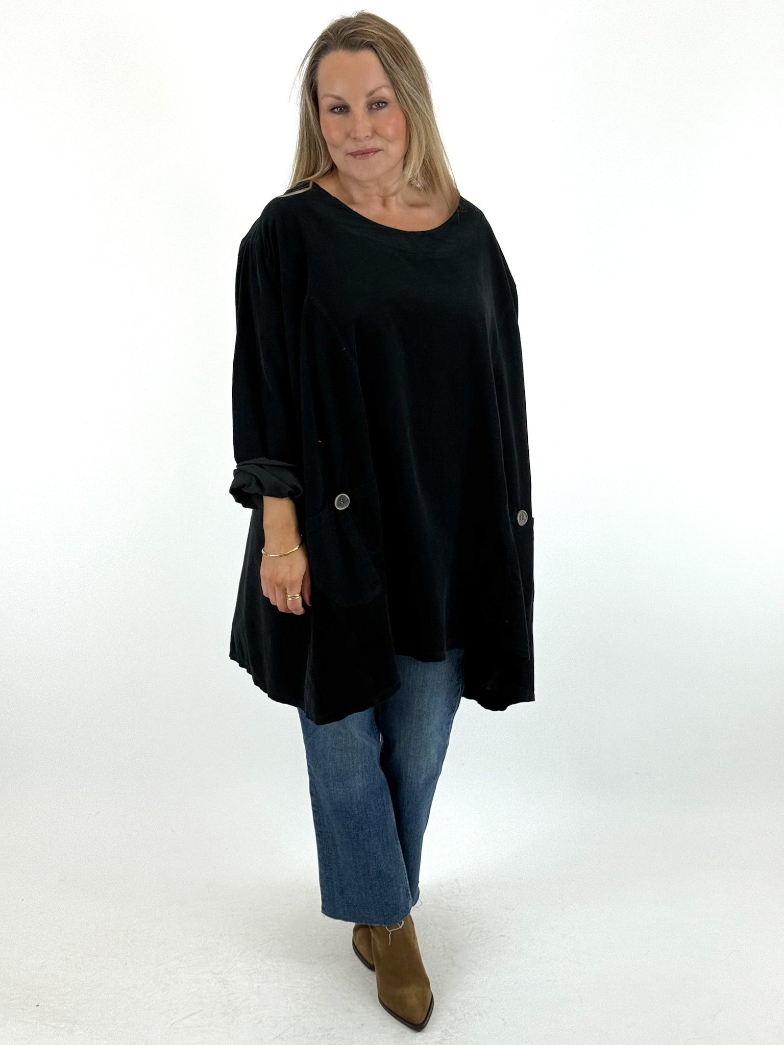 Lagenlook  Line Long Glocken Basic Shirt Tunica Jersey 44 46 48 50