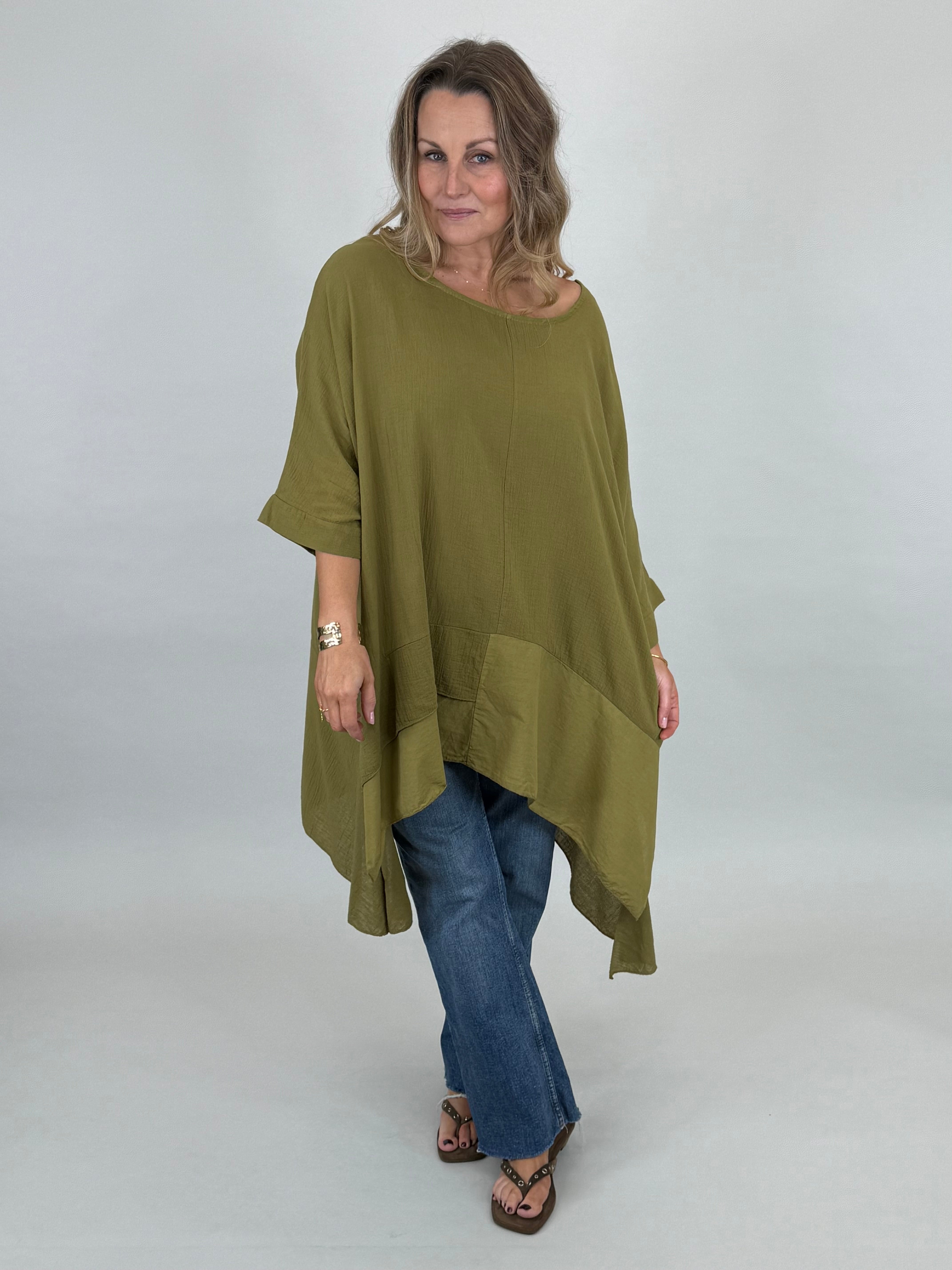 Tunique Lagenlook Pistache - Top A-Ligne Sans Manches - Taille 3XL En Viscose/elasthanne