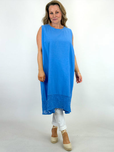 chinese dress ladies Romearno Linen Dress in Blue, Made In Italy By Feathers Of Italy One S main image 0