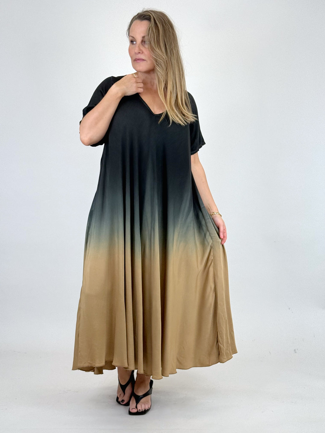 silk chiffon dress long Silk Chiffon Pleated Cactus Gown main image 0