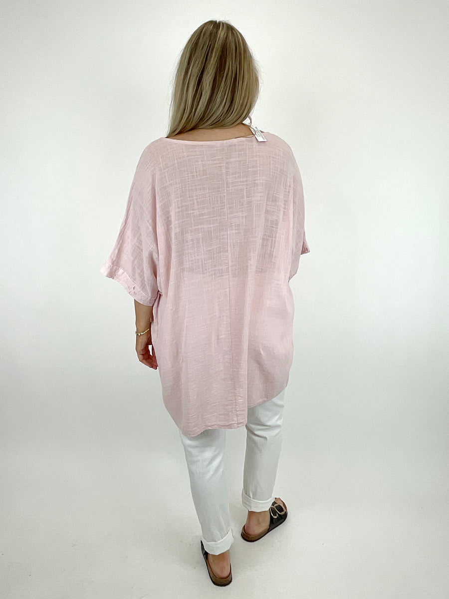 Made in Italy Lagenlook Lucia Pocket Top in Pink. code 52335