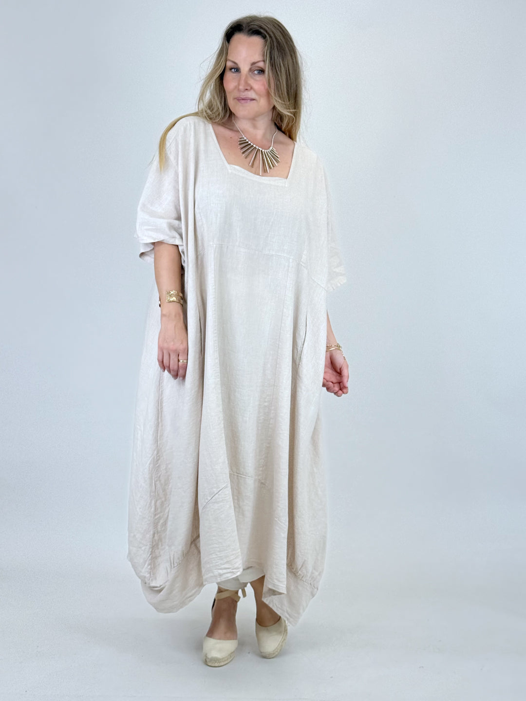 lagenlook dress linen Lisa Bayne | Dresses | Lisa Bayne Navy Blue 34 Sleeve Linen Rayon Pockets Lagenlook  Dress