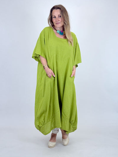 italian linen lagenlook dresses Ladies Lagenlook Linen Dress, Flax, Made in Italy, Pockets, Balloon, Plus Size 60" Bust UK *star Seller* 26 28 30 - 9469 2