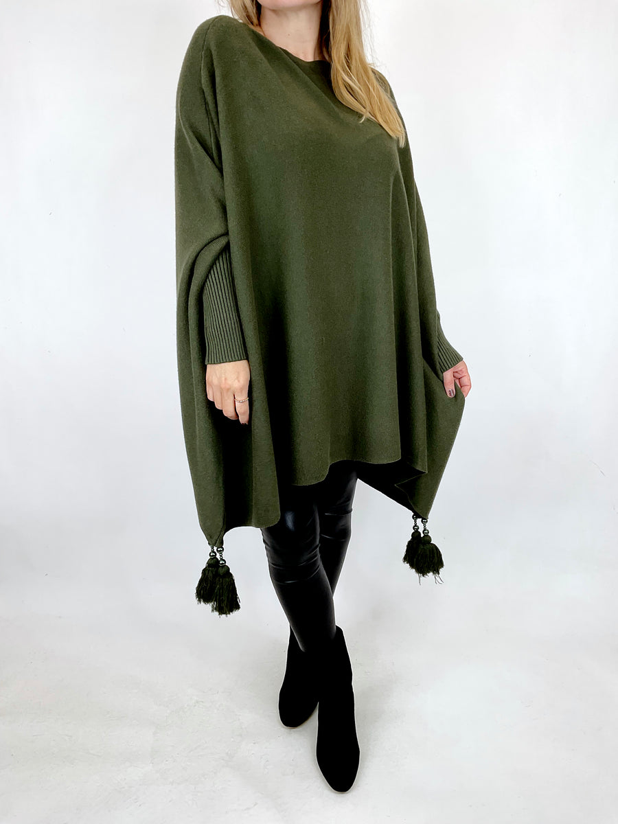 Lagenlook Ella Tassel Jumper in Khaki. code 2700 LAGENLOOK CLOTHING UK